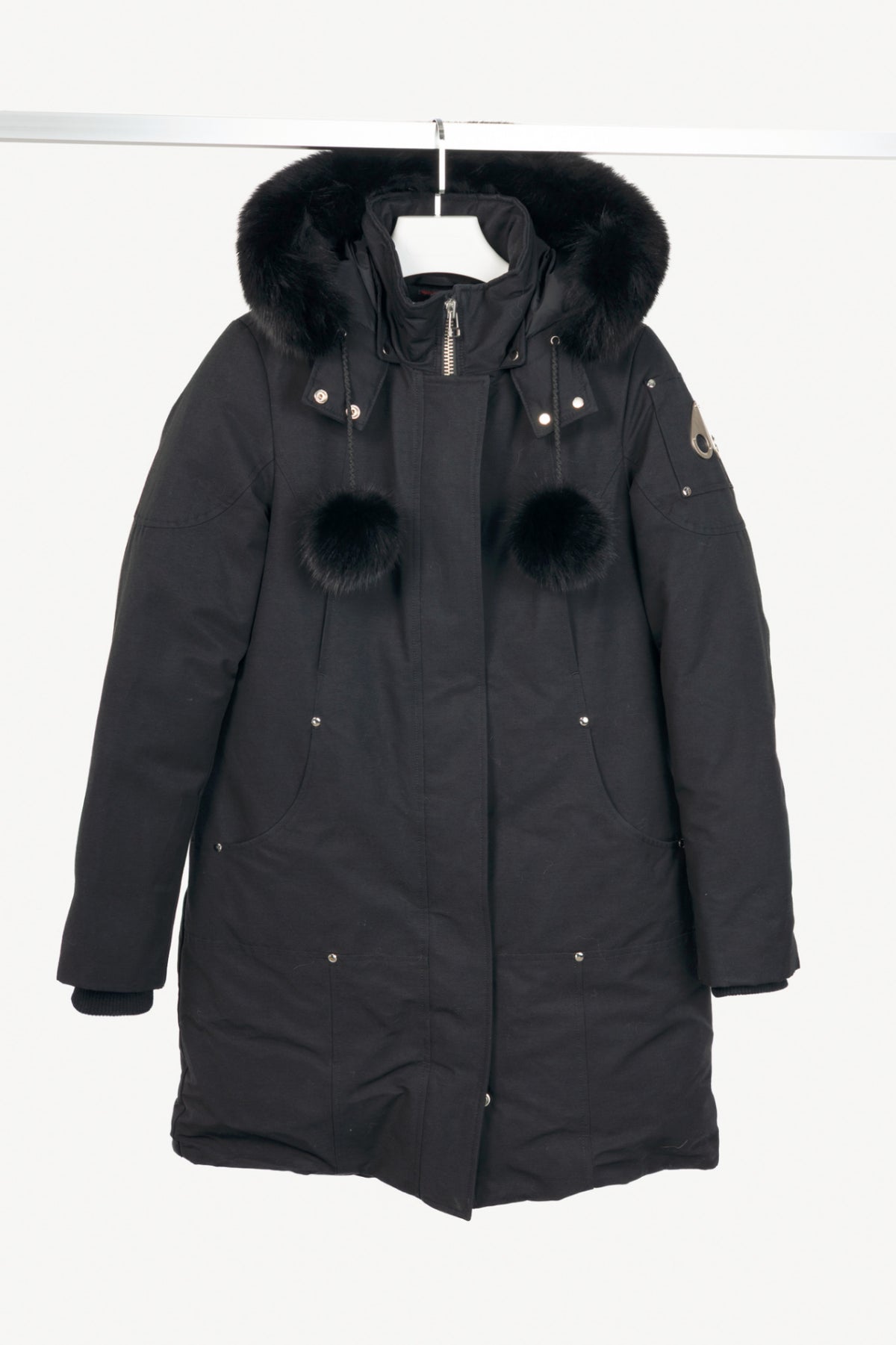Moose Knuckles Stirling Black Fox-Fur-Trim Hooded Parka