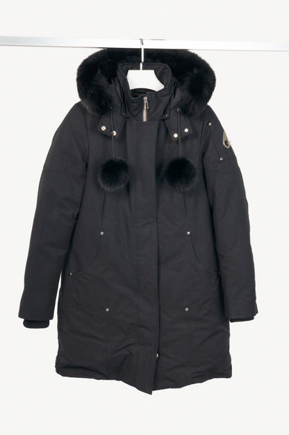Moose Knuckles Stirling Black Fox-Fur-Trim Hooded Parka