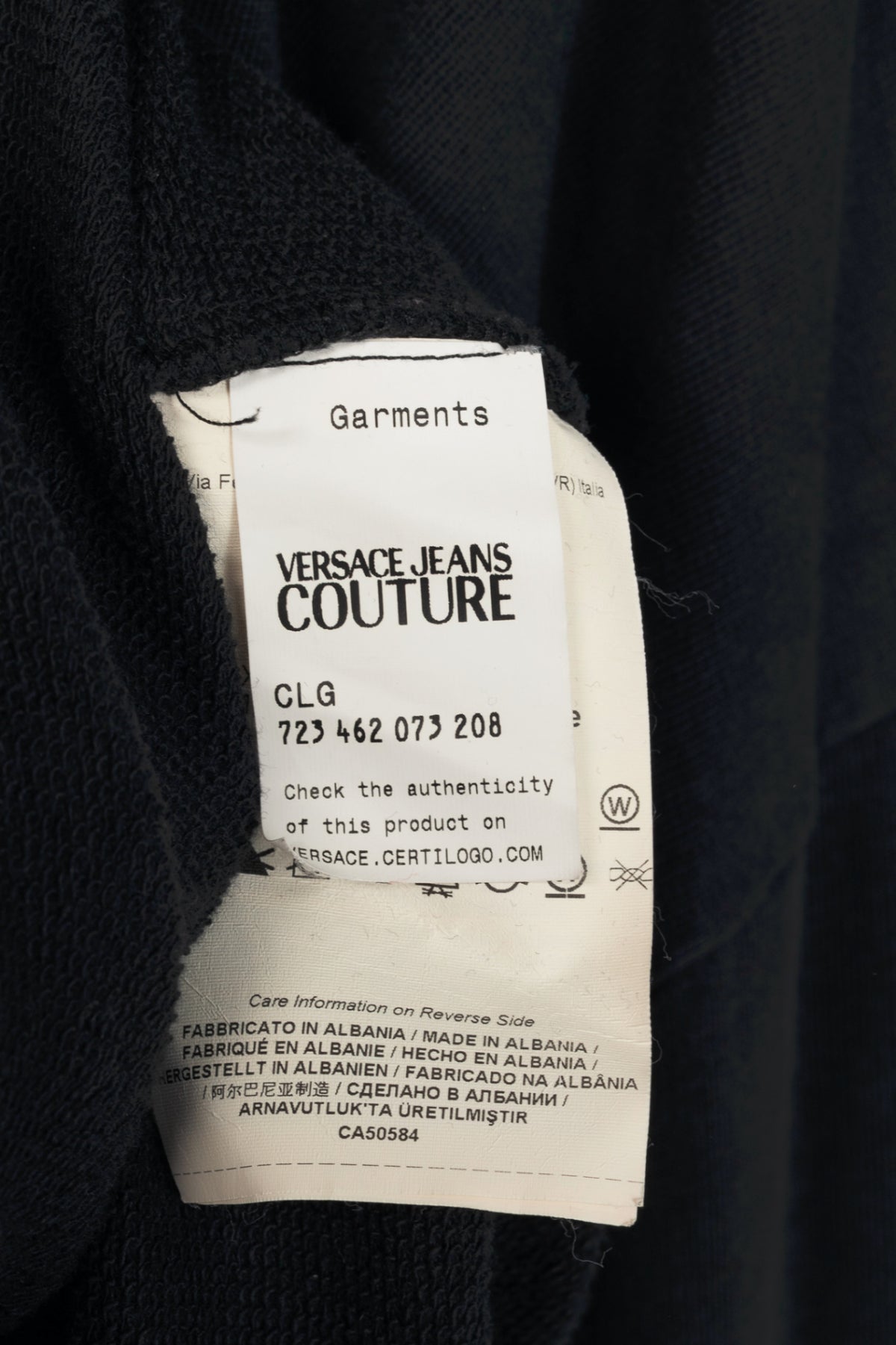 Versace Jeans Couture Black Cotton Embroidered Baroque Logo Hoodie