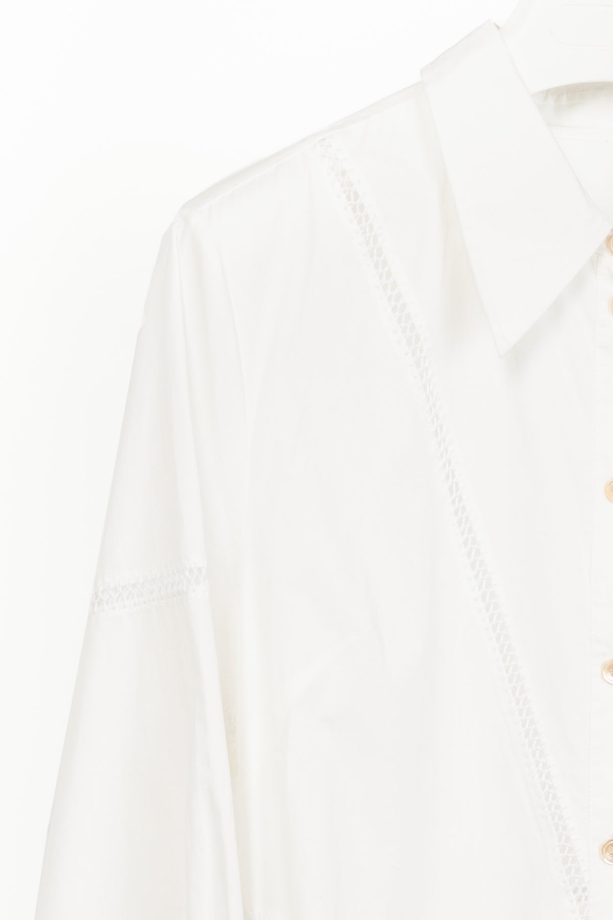 Diotima Ritual White Crochet-Trimmed Gathered Cotton-Poplin Midi Shirt Dress