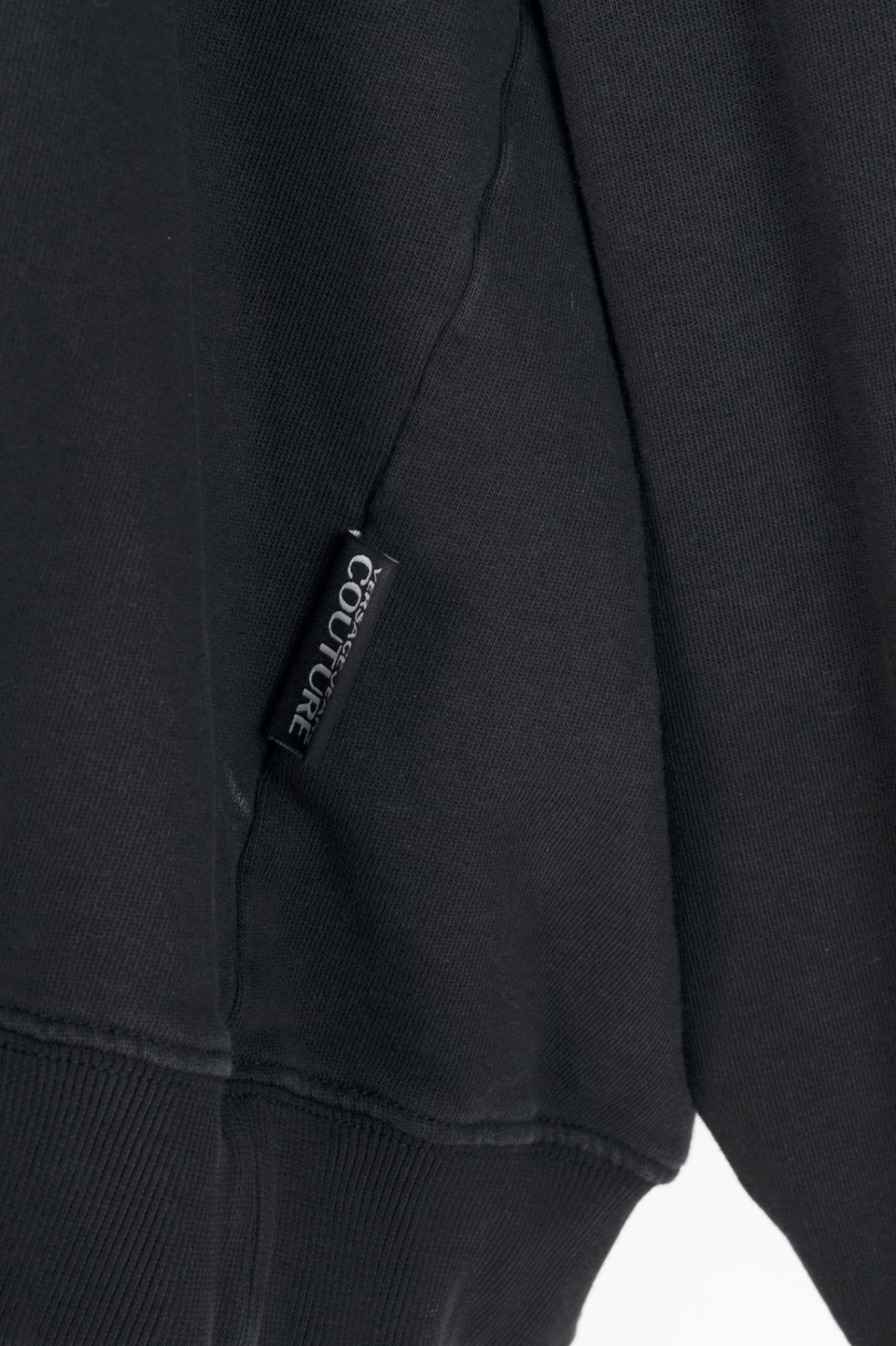 Versace Jeans Couture Black Cotton Embroidered Baroque Logo Hoodie