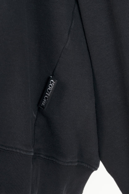 Versace Jeans Couture Black Cotton Embroidered Baroque Logo Hoodie
