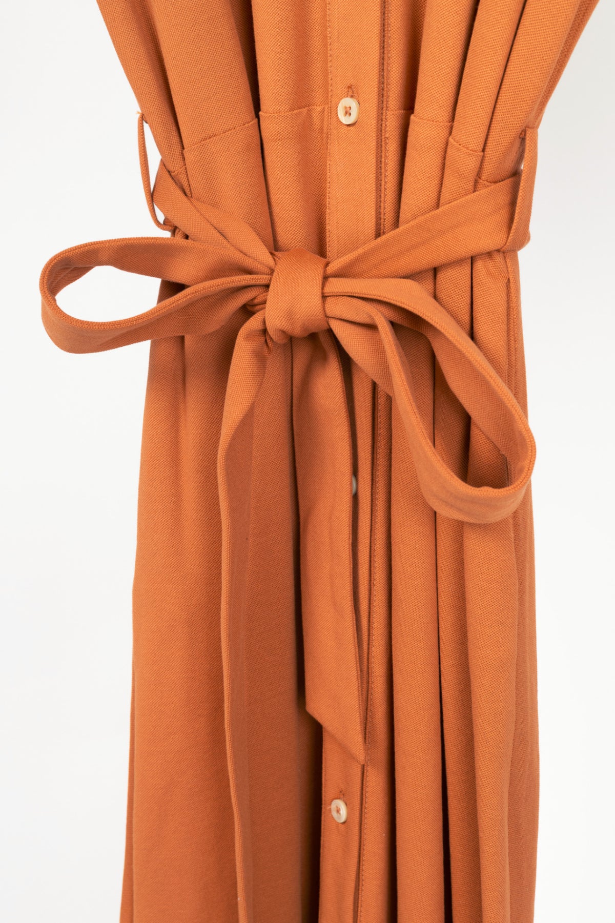 Circolo 1901 Orange Cotton-Pique Belted Shirt Dress