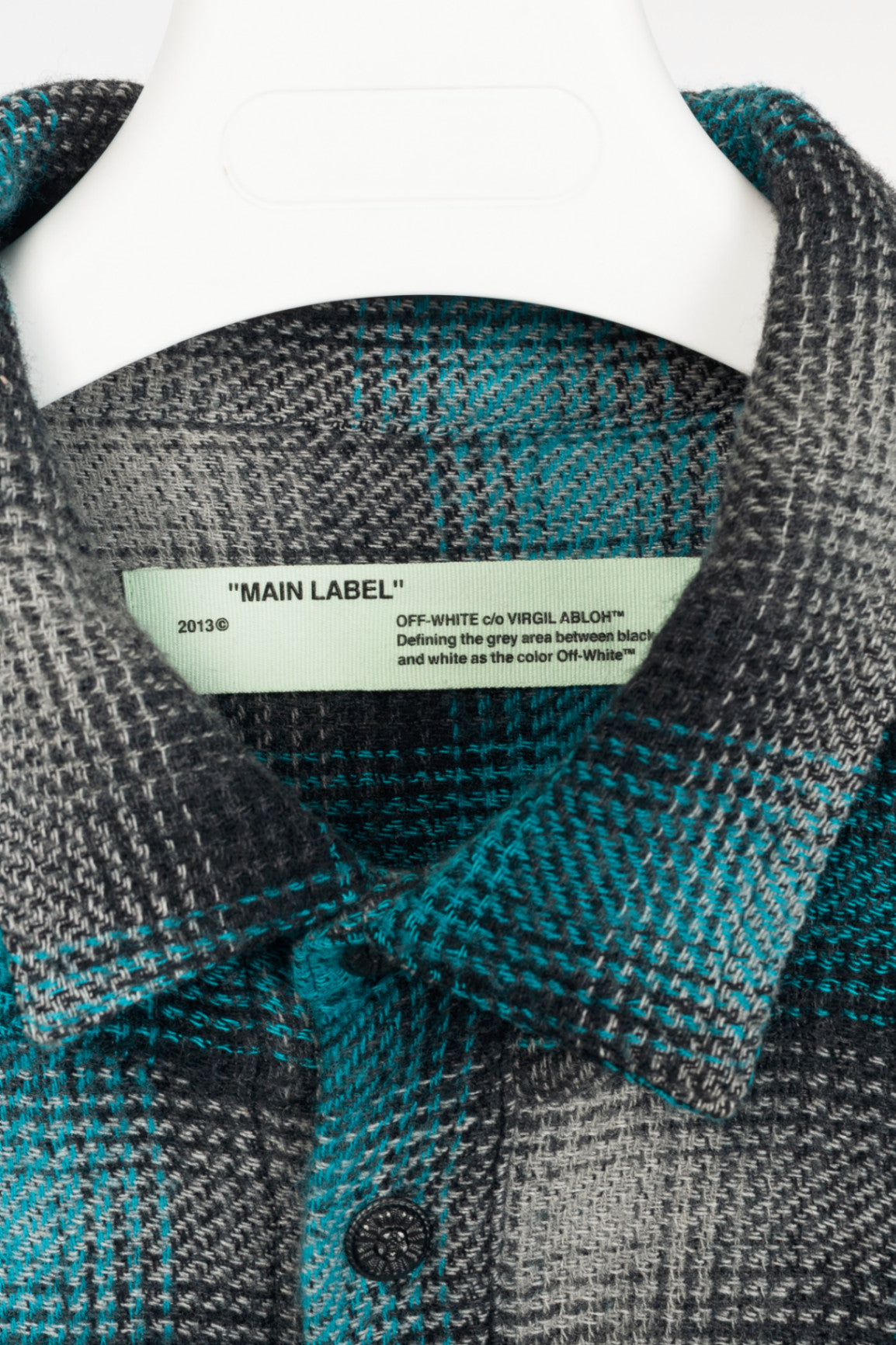 Off-White KK Flannel Blue Cotton & Wool Plaid Buttoned Shirt