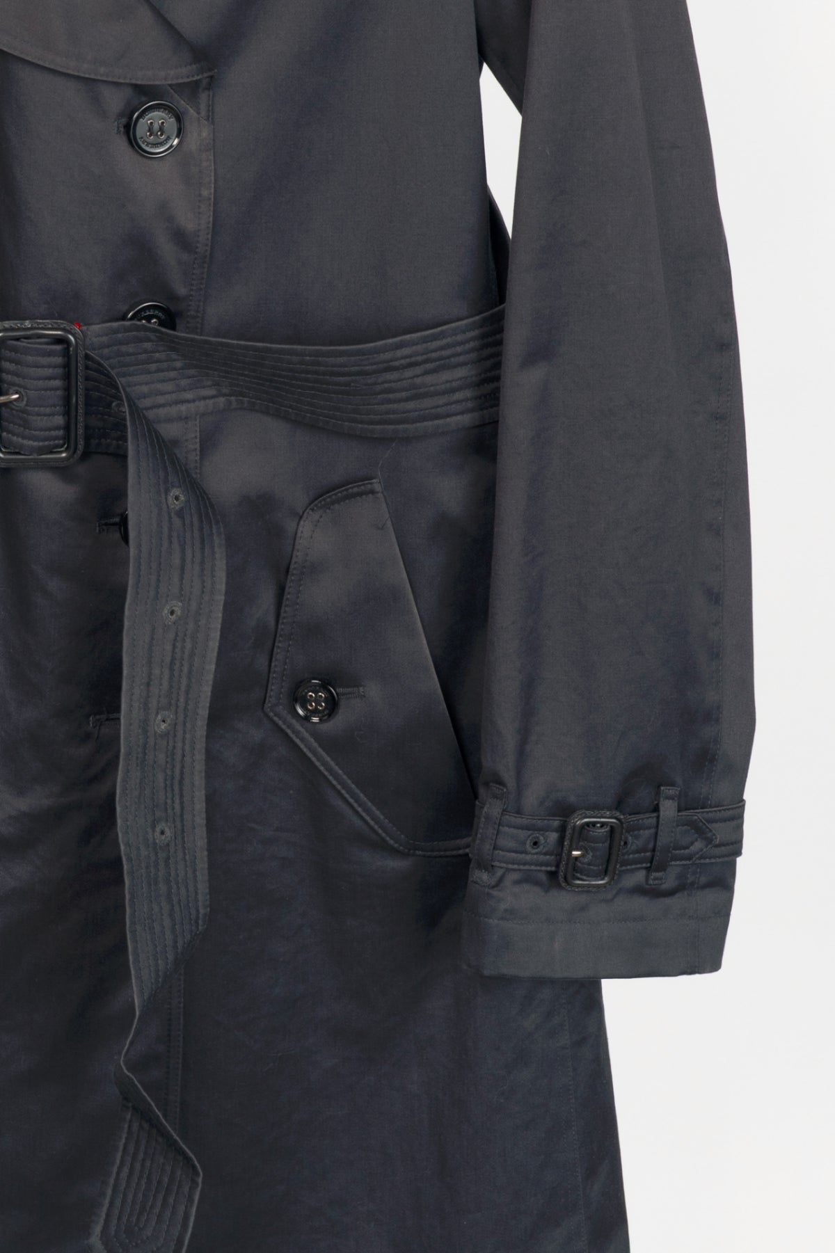 Burberry Navy Cotton Gabardine Belted Double-Breasted Trench Coat