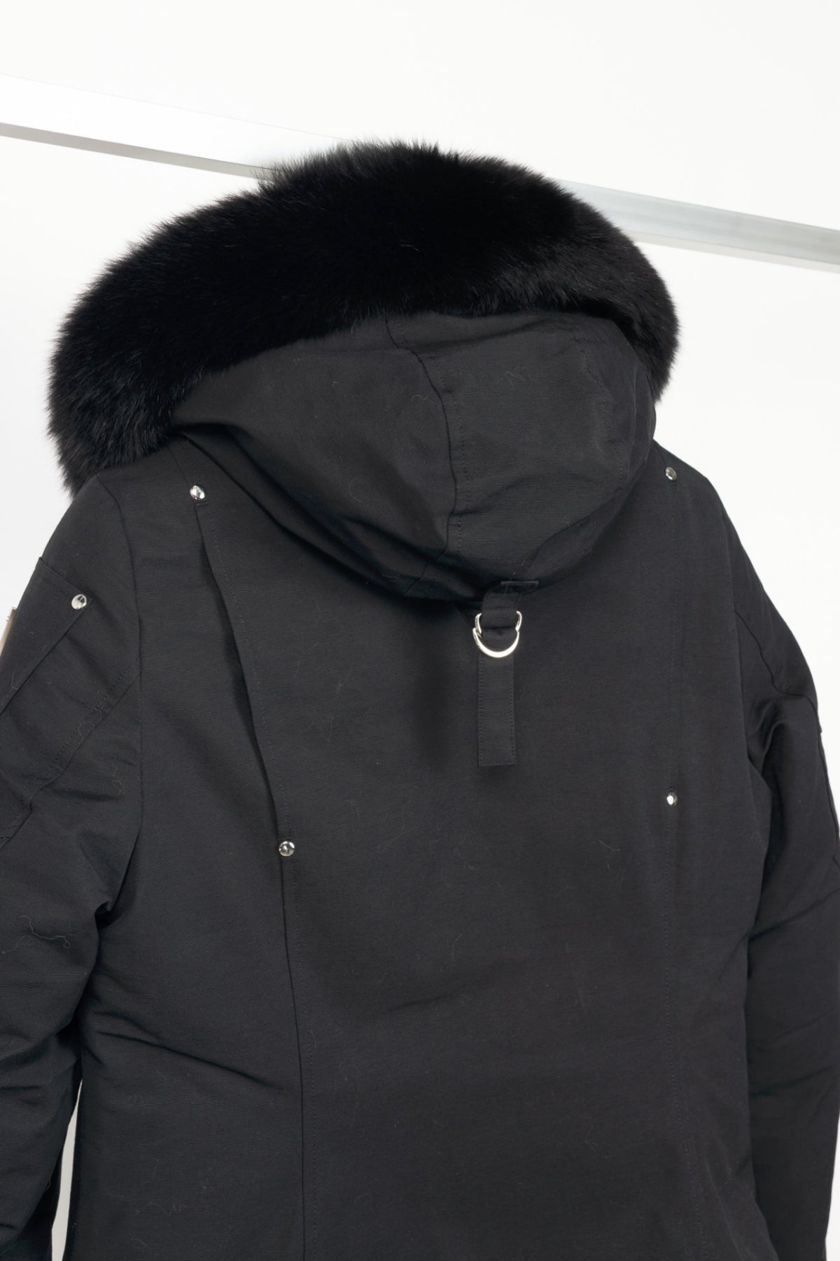 Moose Knuckles Stirling Black Fox-Fur-Trim Hooded Parka