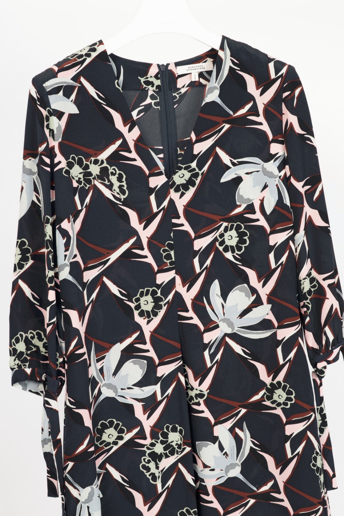Dorothee Schumacher SS16 Navy Floral-Print Silk-Crepe Mini Dress