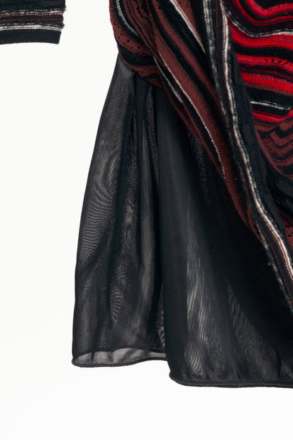 M by Missoni Red Ripple Knit Long-Sleeve Dress
