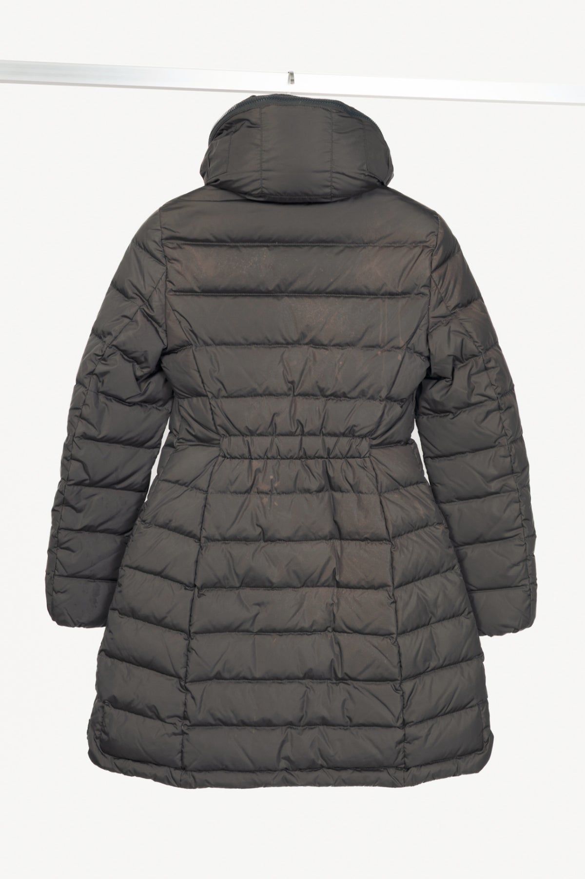 Moncler Flammette Grey Nylon Hidden-Hood Puffer Down Jacket