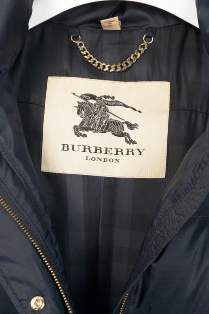 Burberry Abbeydale Navy Fur-Trim Hooded Quilted Puffer