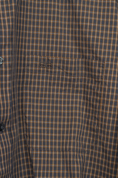 Balenciaga Vintage Brown & Orange Plaid Cotton-Poplin Buttoned Shirt