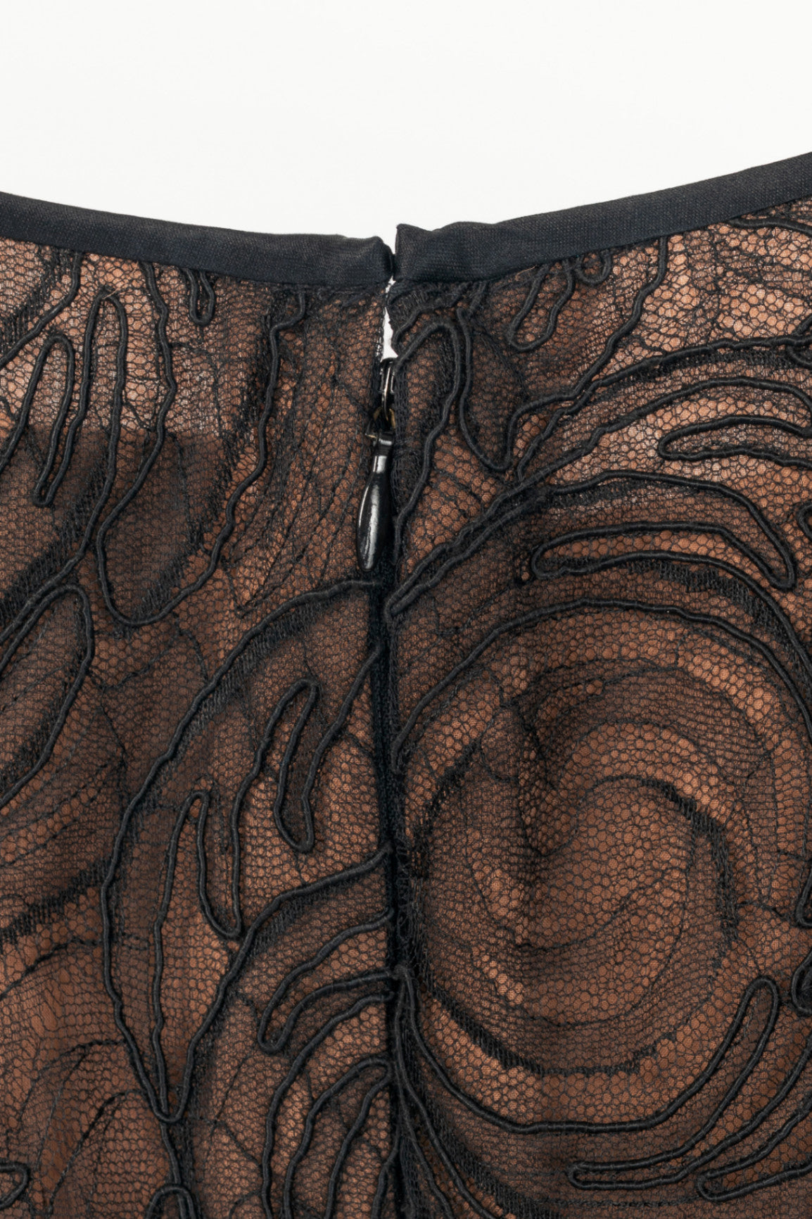Oscar de la Renta Black Lace Feather-Cuff Mini Dress