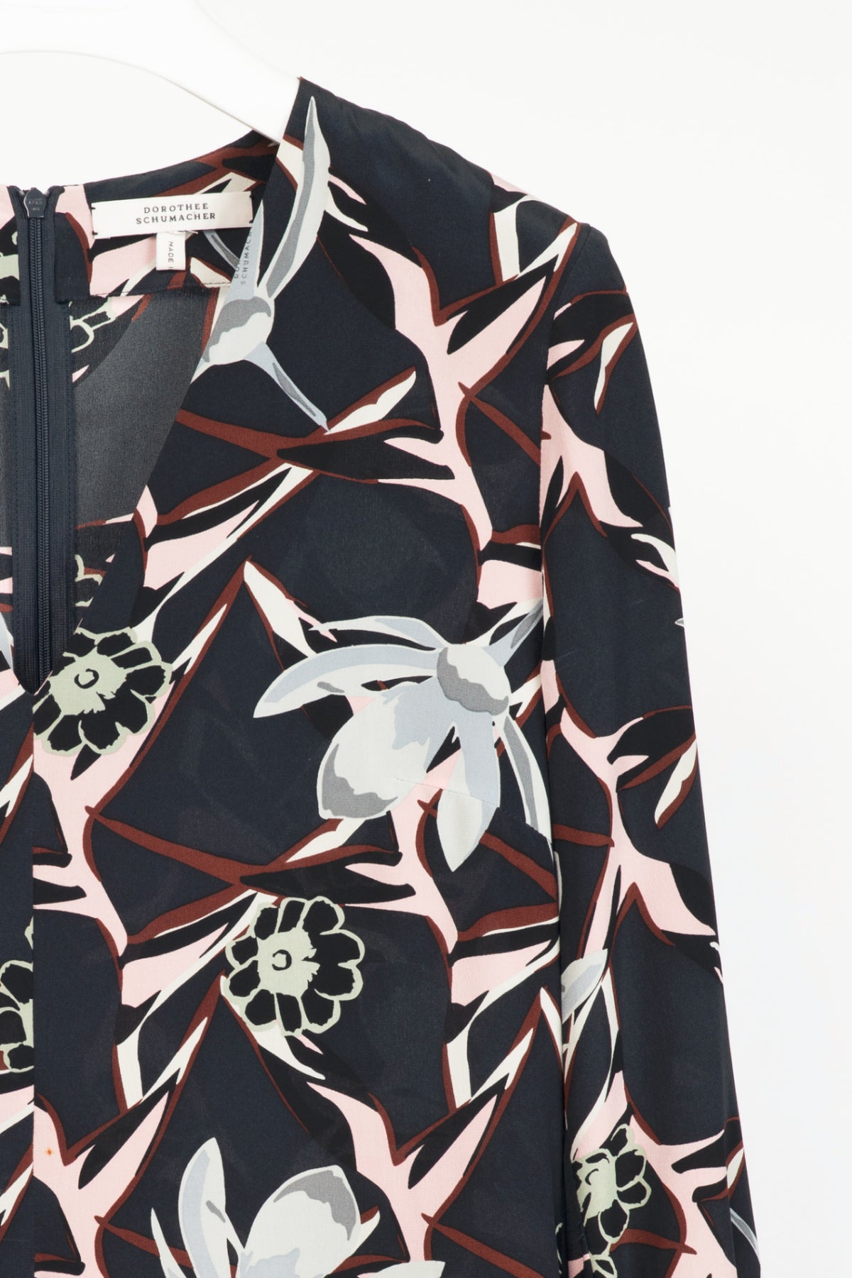 Dorothee Schumacher SS16 Navy Floral-Print Silk-Crepe Mini Dress