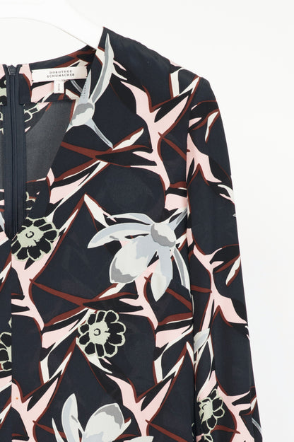 Dorothee Schumacher SS16 Navy Floral-Print Silk-Crepe Mini Dress