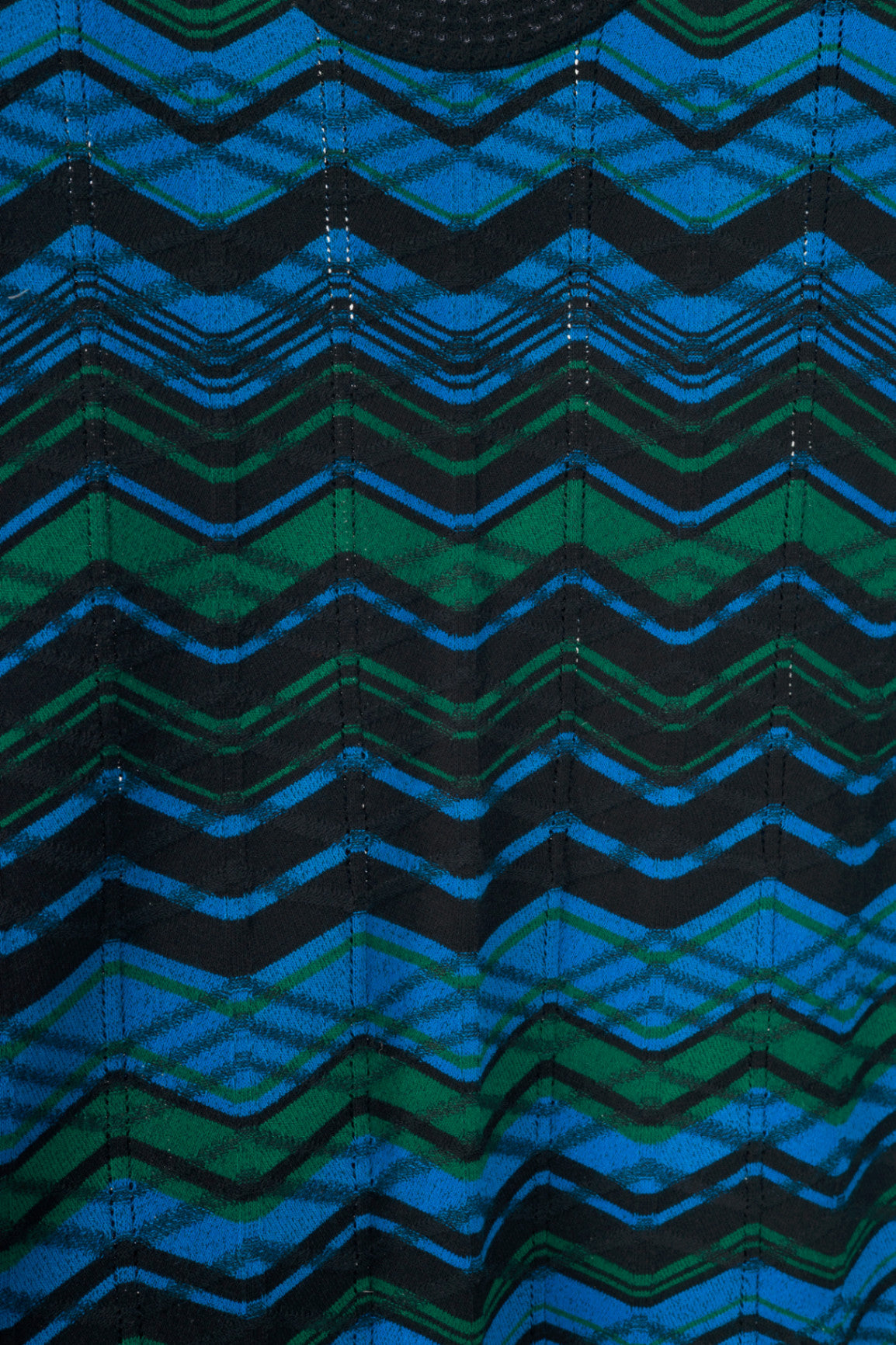 M by Missoni Blue "Bias Plaid" Zig-Zag Knit Long-Sleeve Dress