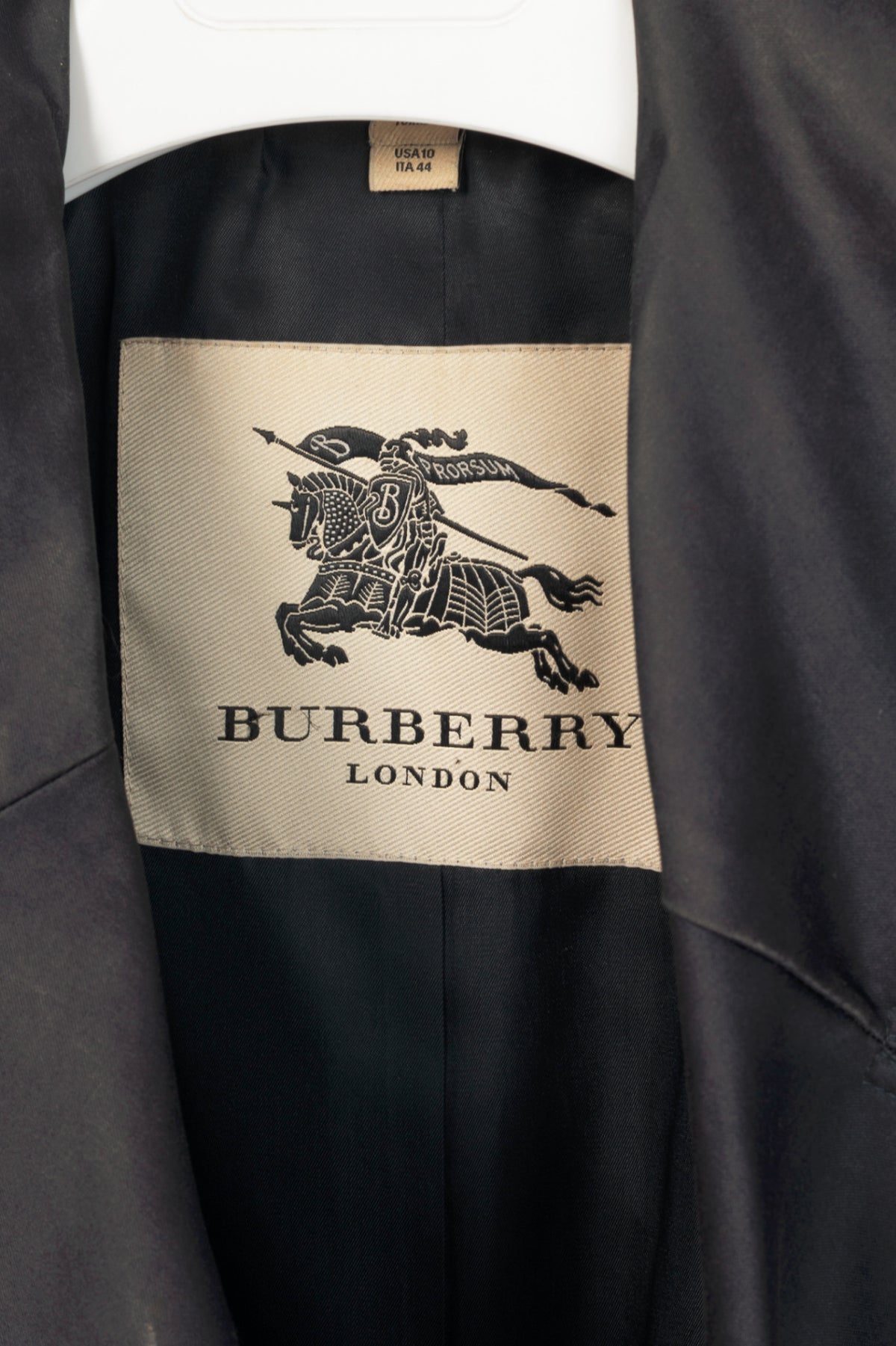 Burberry Navy Cotton Gabardine Belted Double-Breasted Trench Coat