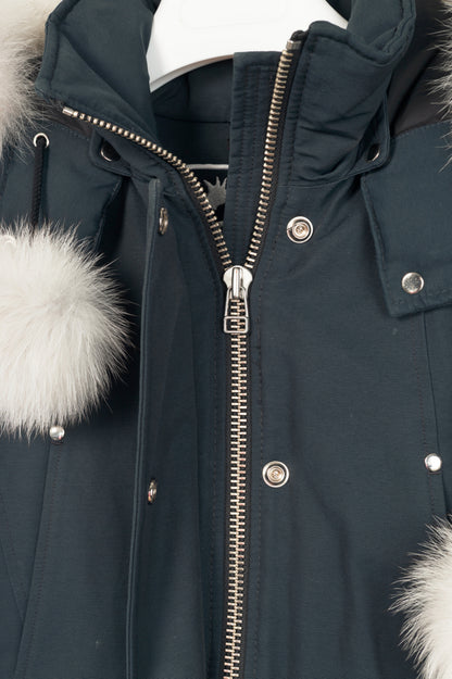 Moose Knuckles Stirling Navy Fox-Fur-Trim Hooded Parka