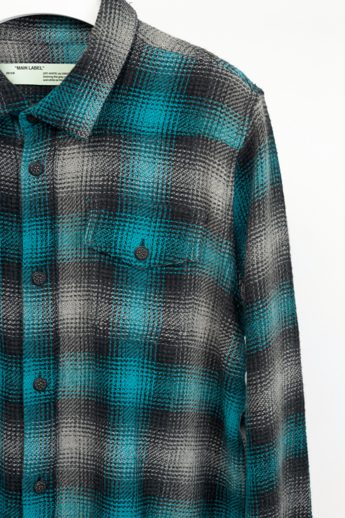 Off-White KK Flannel Blue Cotton & Wool Plaid Buttoned Shirt