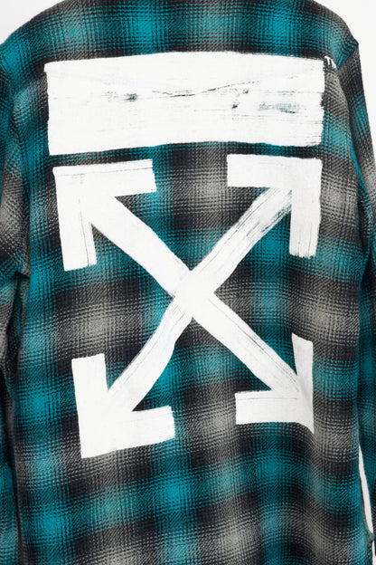 Off-White KK Flannel Blue Cotton & Wool Plaid Buttoned Shirt
