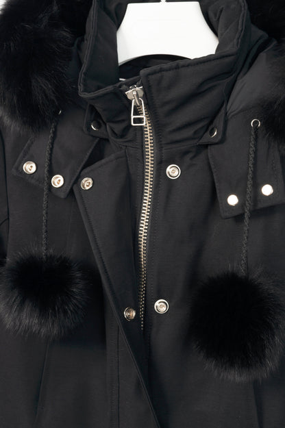 Moose Knuckles Stirling Black Fox-Fur-Trim Hooded Parka