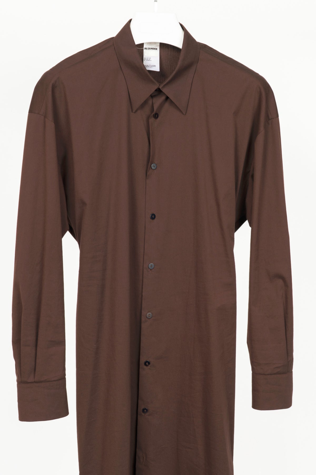 Jil Sander Brown Cotton-Poplin Midi Shirt Dress