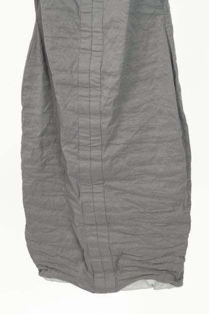 Sarah Pacini Grey Crinkle Cotton-Blend Zip Dress