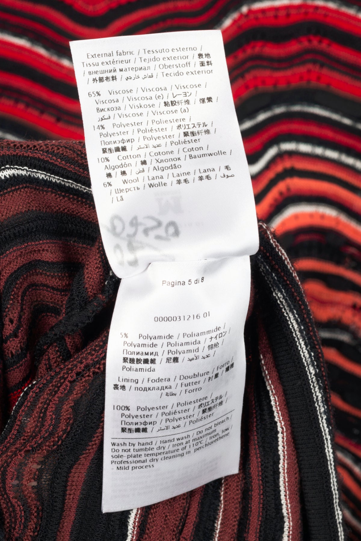 M by Missoni Red Ripple Knit Long-Sleeve Dress