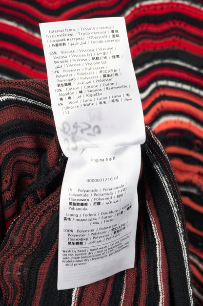 M by Missoni Red Ripple Knit Long-Sleeve Dress