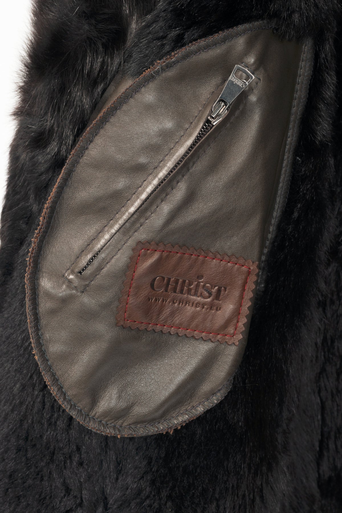 Christ Ashley Brown Shearling Toggle Wide-Collar Coat