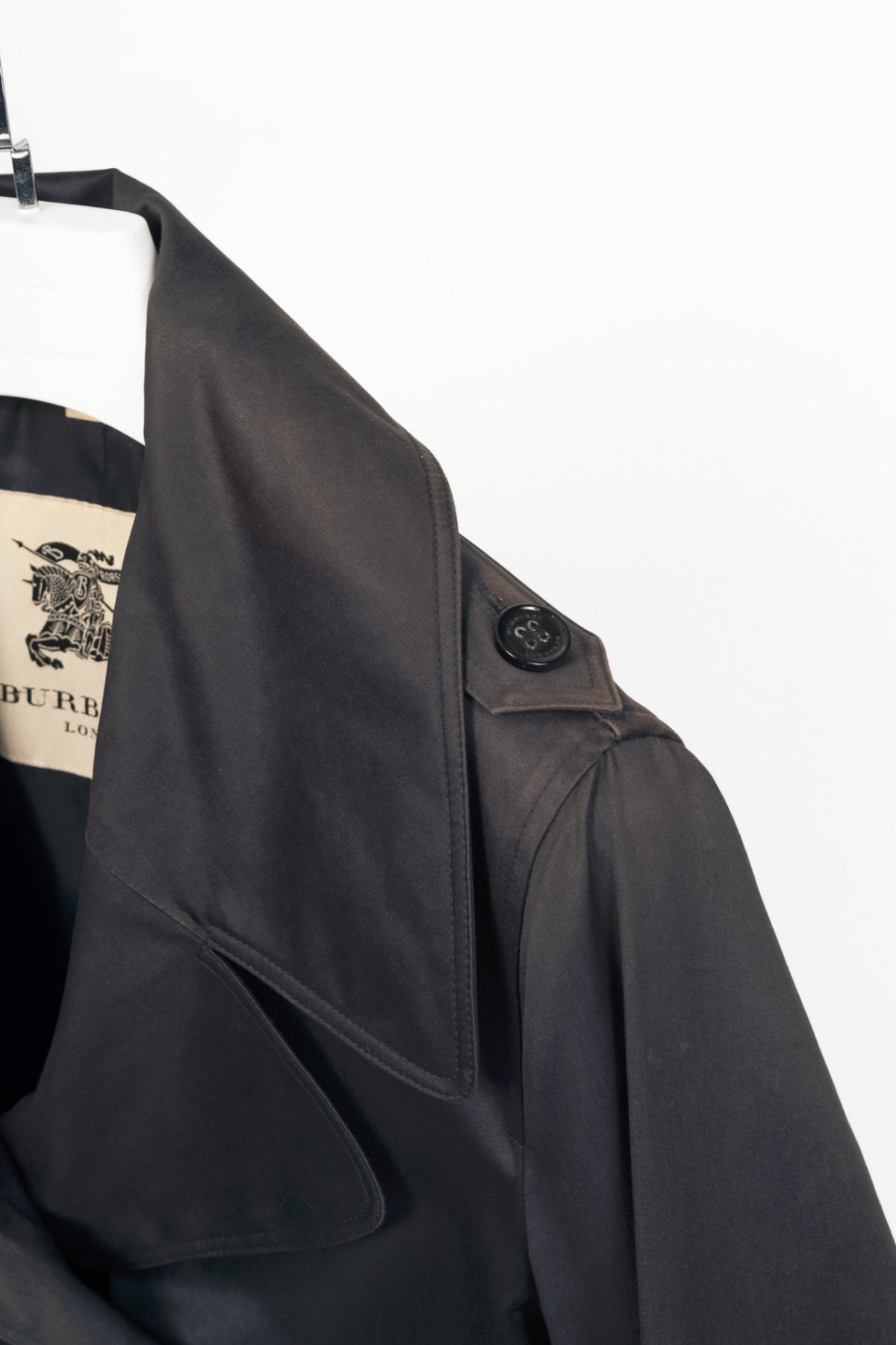 Burberry Navy Cotton Gabardine Belted Double-Breasted Trench Coat