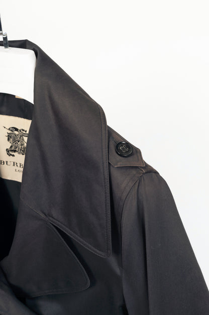 Burberry Navy Cotton Gabardine Belted Double-Breasted Trench Coat