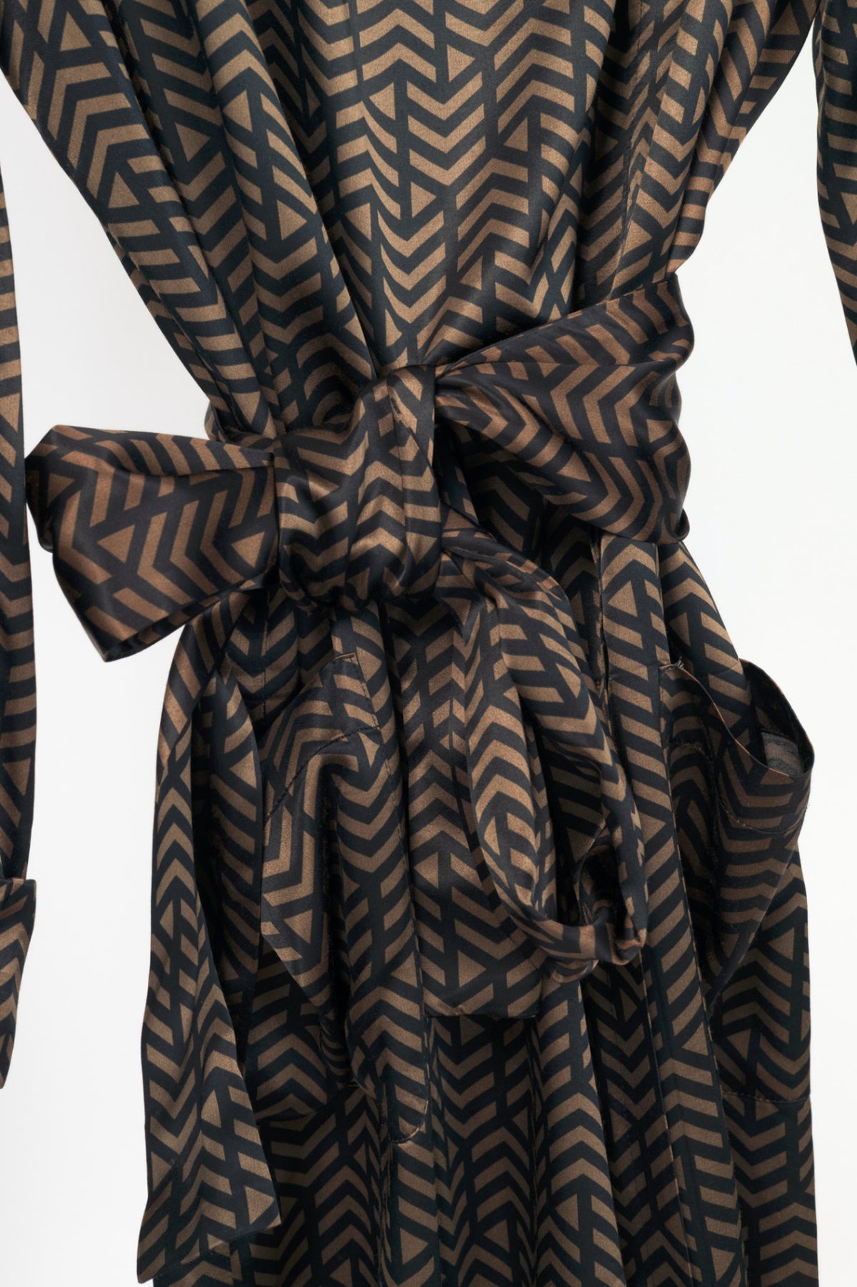 Etro Brown & Black Geometric-Print Viscose-Satin Scarf Mini Dress