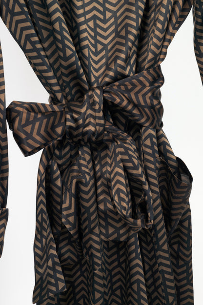Etro Brown & Black Geometric-Print Viscose-Satin Scarf Mini Dress