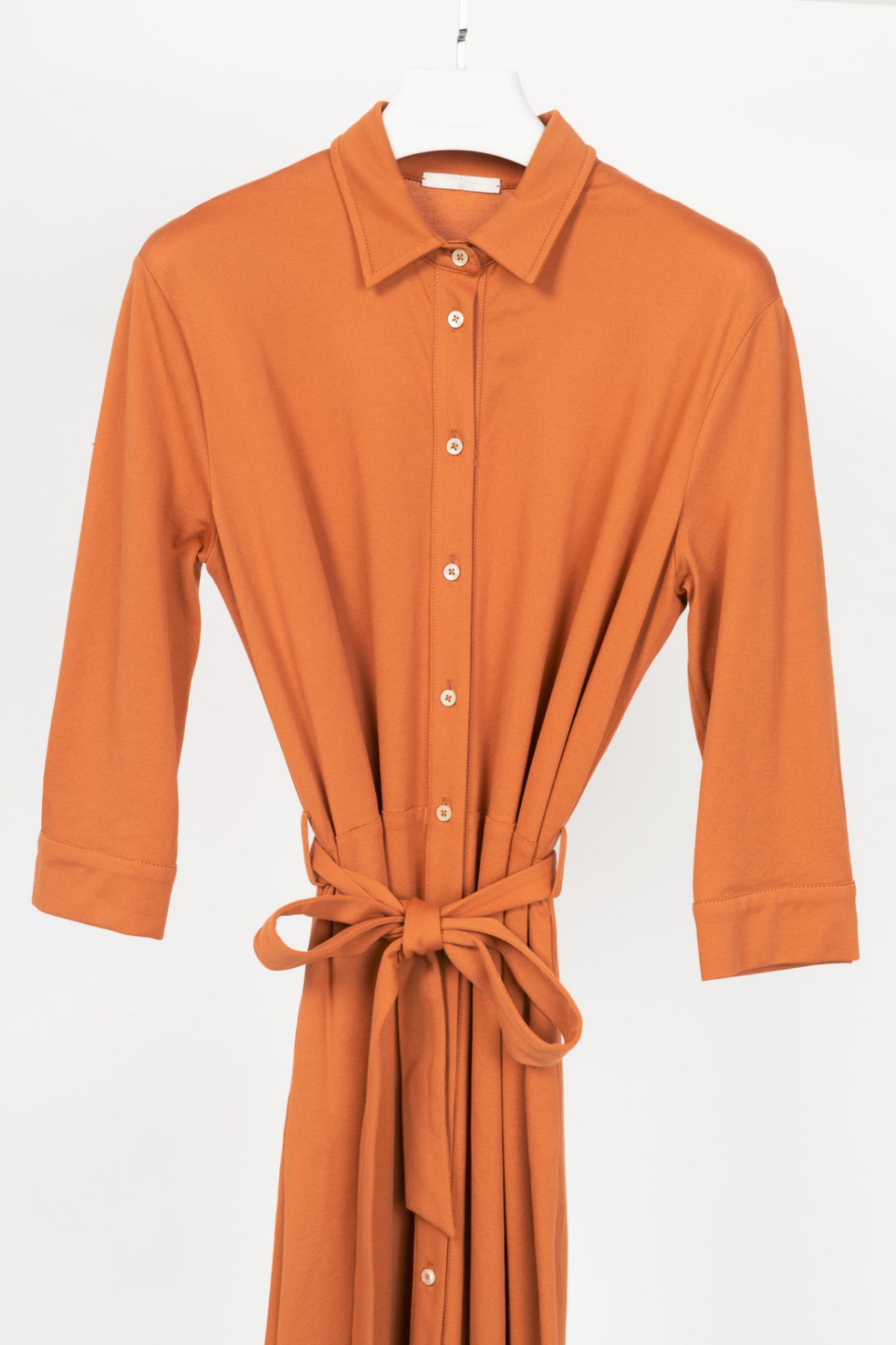 Circolo 1901 Orange Cotton-Pique Belted Shirt Dress