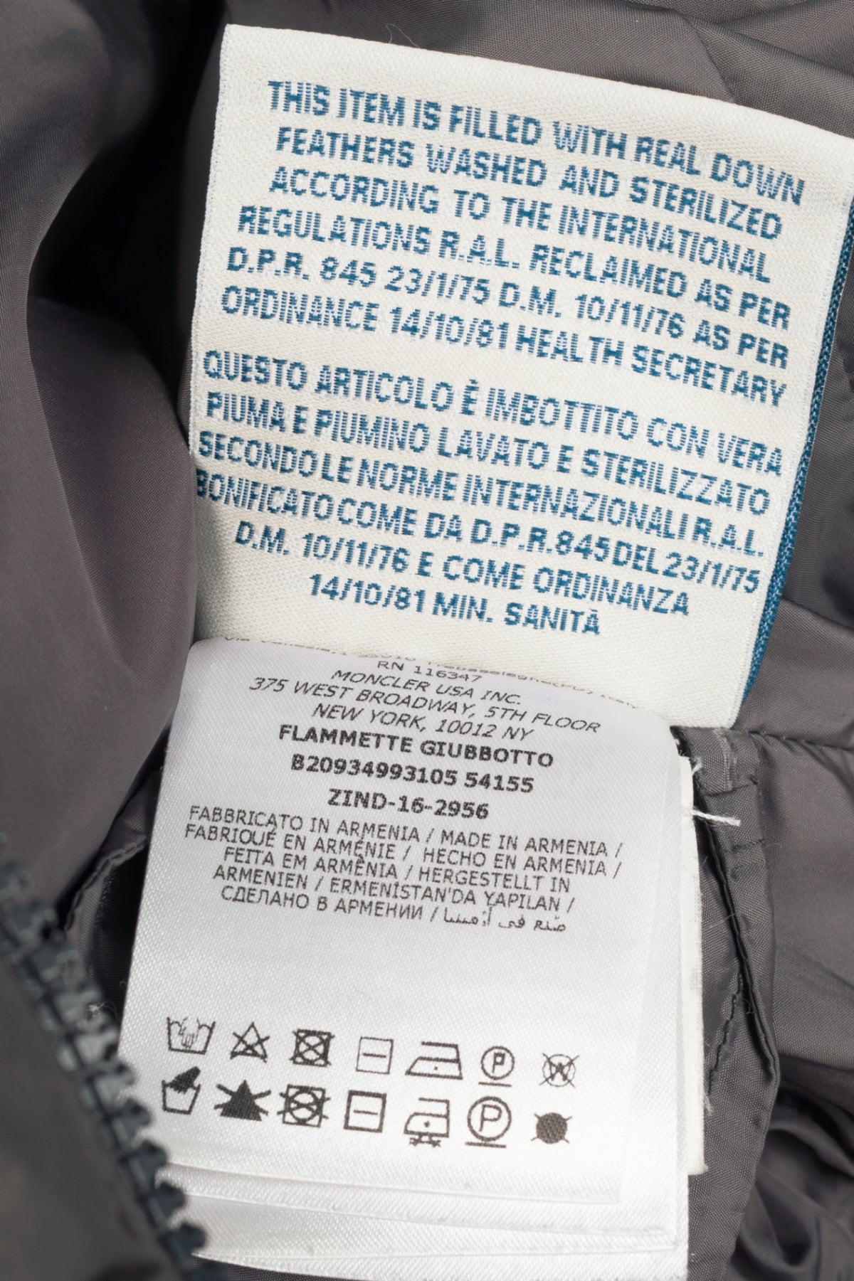 Moncler Flammette Grey Nylon Hidden-Hood Puffer Down Jacket