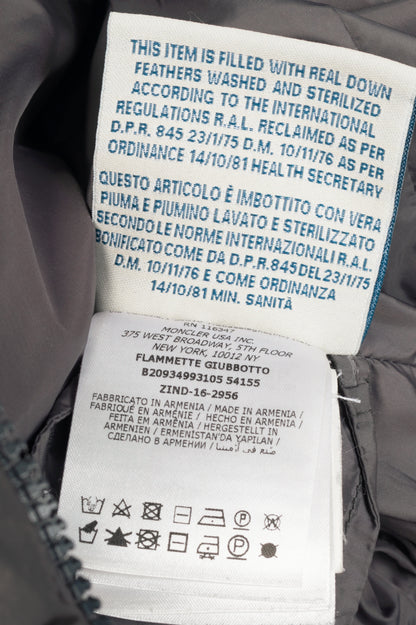 Moncler Flammette Grey Nylon Hidden-Hood Puffer Down Jacket
