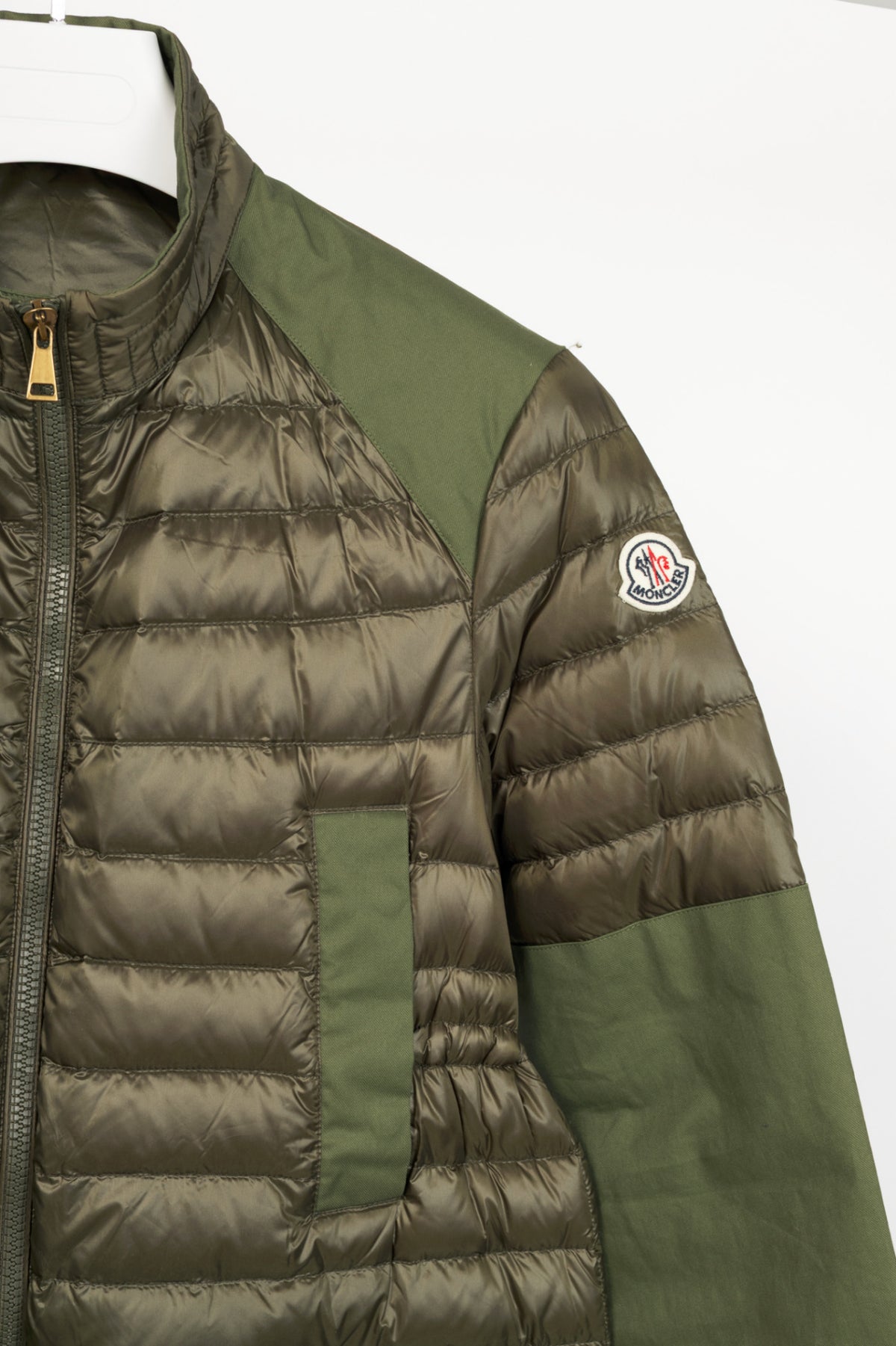 Moncler Cyanite Green Lightweight Hooded Puffer Jacket