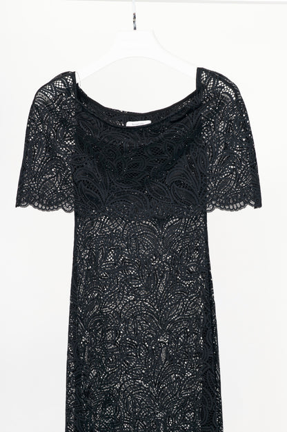 Beaufille Lotta Black Lace Off-Shoulder Maxi Dress