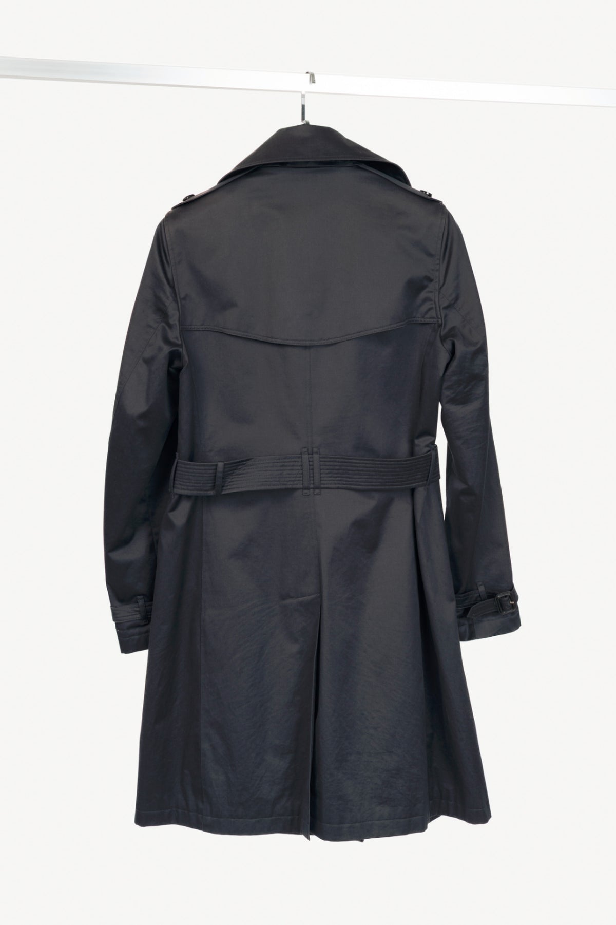 Burberry Navy Cotton Gabardine Belted Double-Breasted Trench Coat