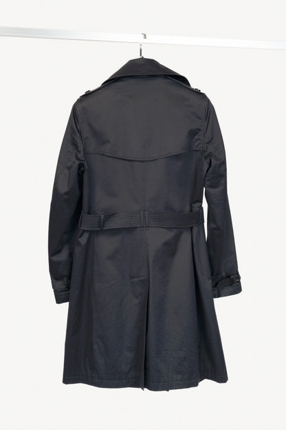 Burberry Navy Cotton Gabardine Belted Double-Breasted Trench Coat