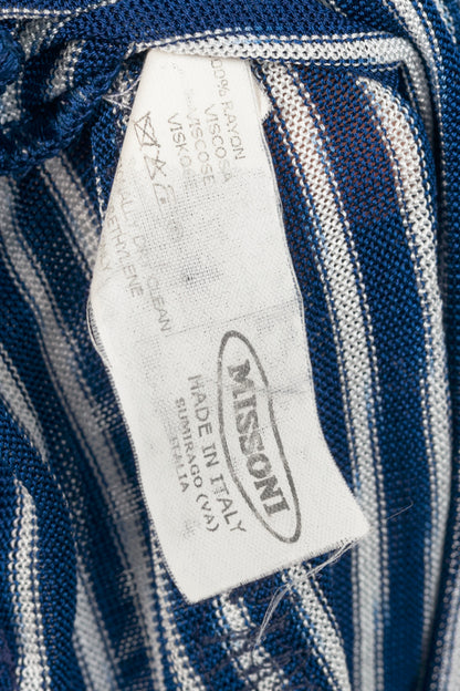 Missoni Blue & White Striped Fringe Short-Sleeve Cardigan