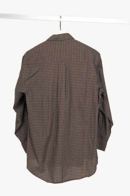 Balenciaga Vintage Brown & Orange Plaid Cotton-Poplin Buttoned Shirt
