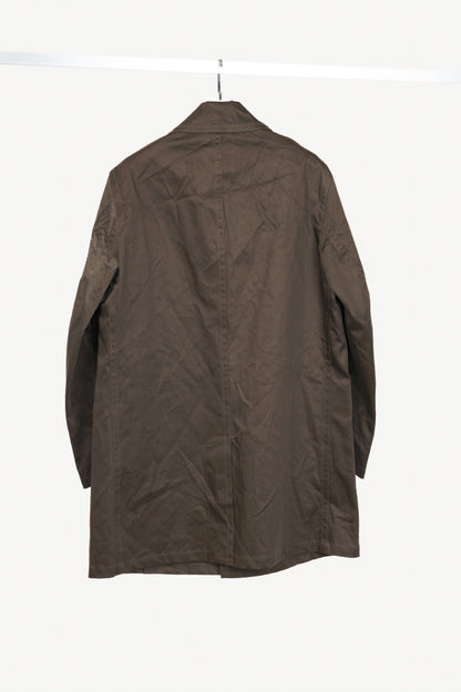Hermes Brown Coated Cotton Mackintosh Coat