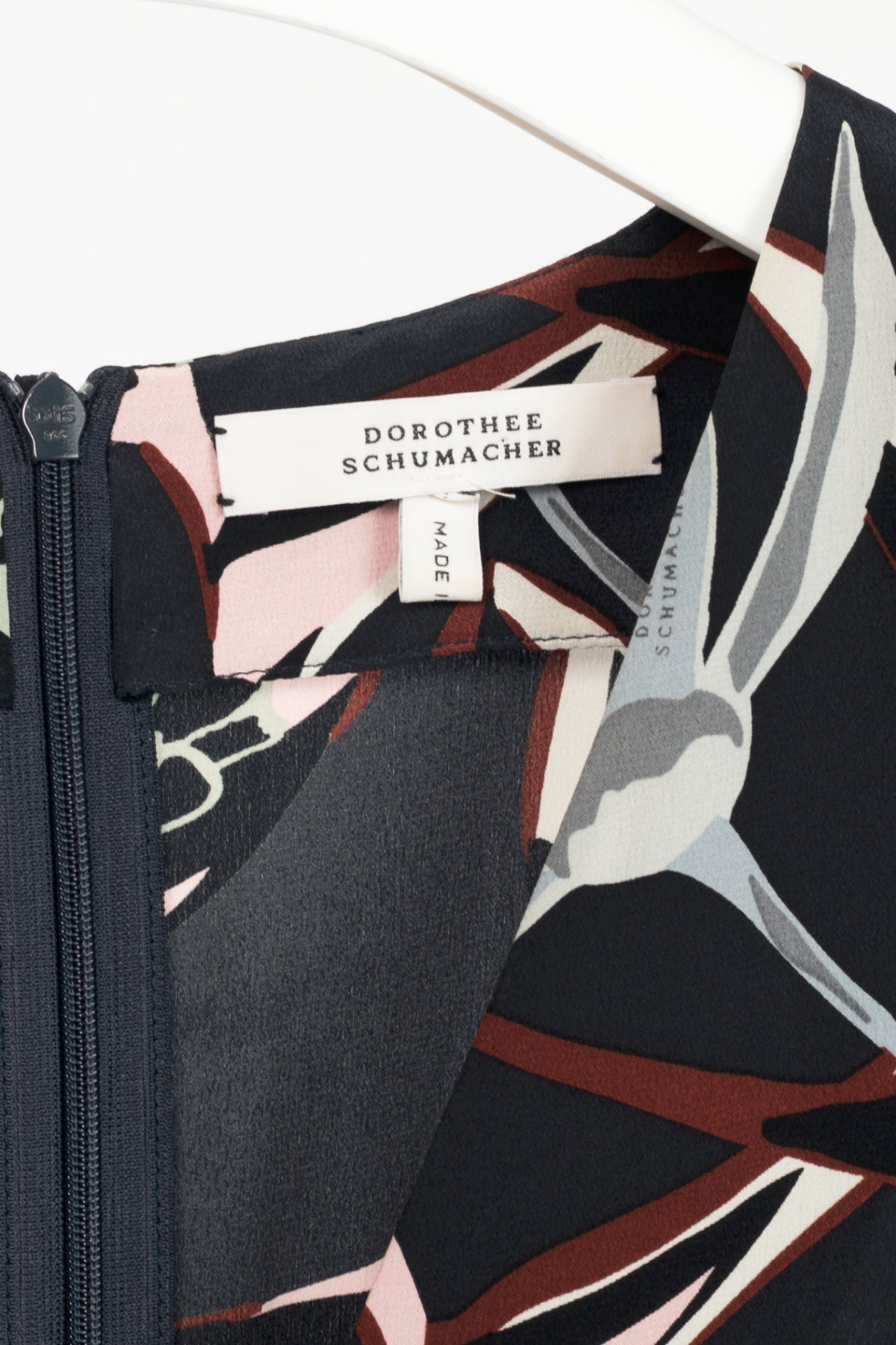 Dorothee Schumacher SS16 Navy Floral-Print Silk-Crepe Mini Dress
