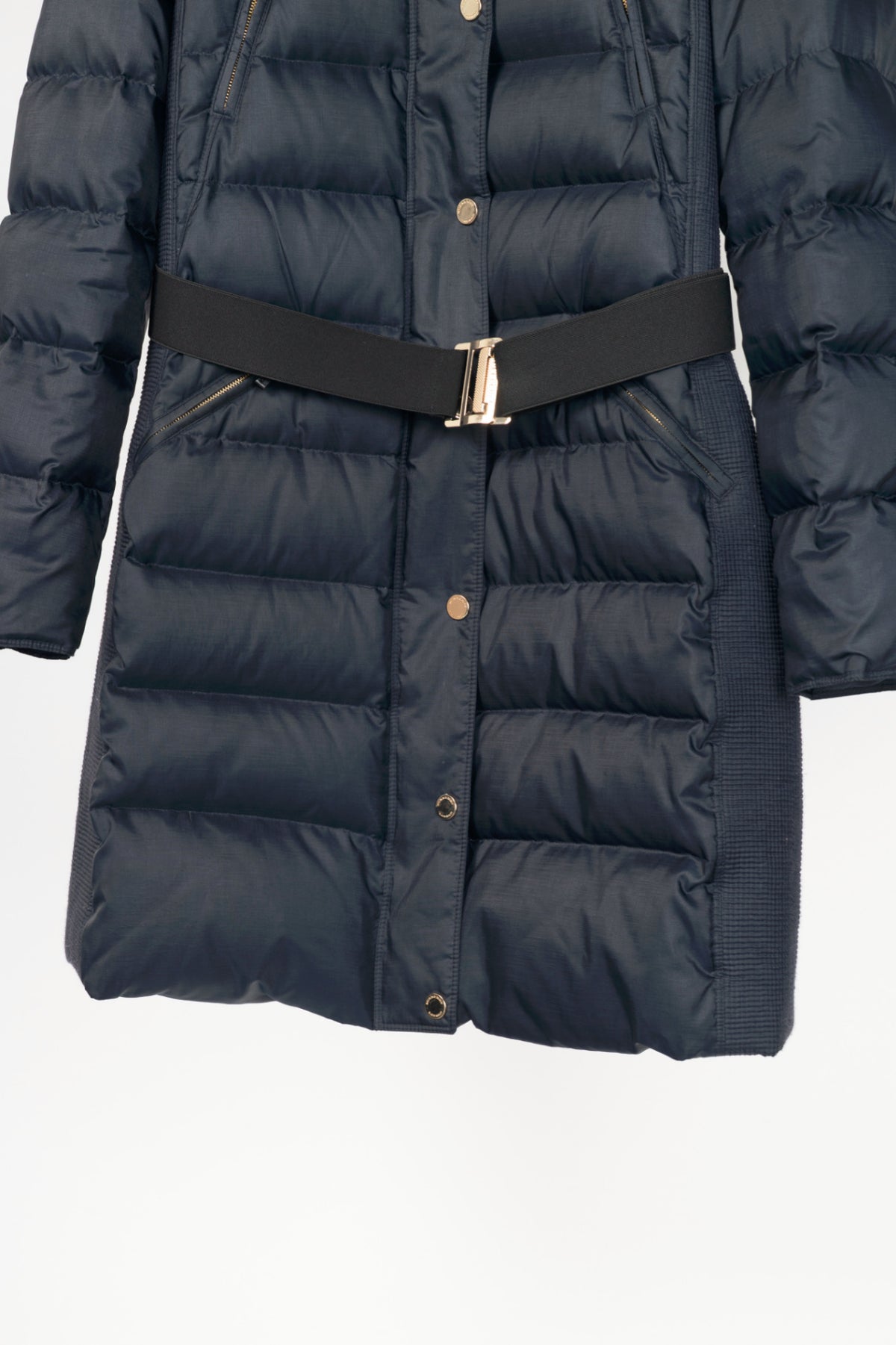 Burberry Abbeydale Navy Fur-Trim Hooded Quilted Puffer