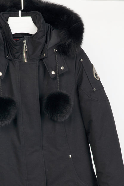 Moose Knuckles Stirling Black Fox-Fur-Trim Hooded Parka