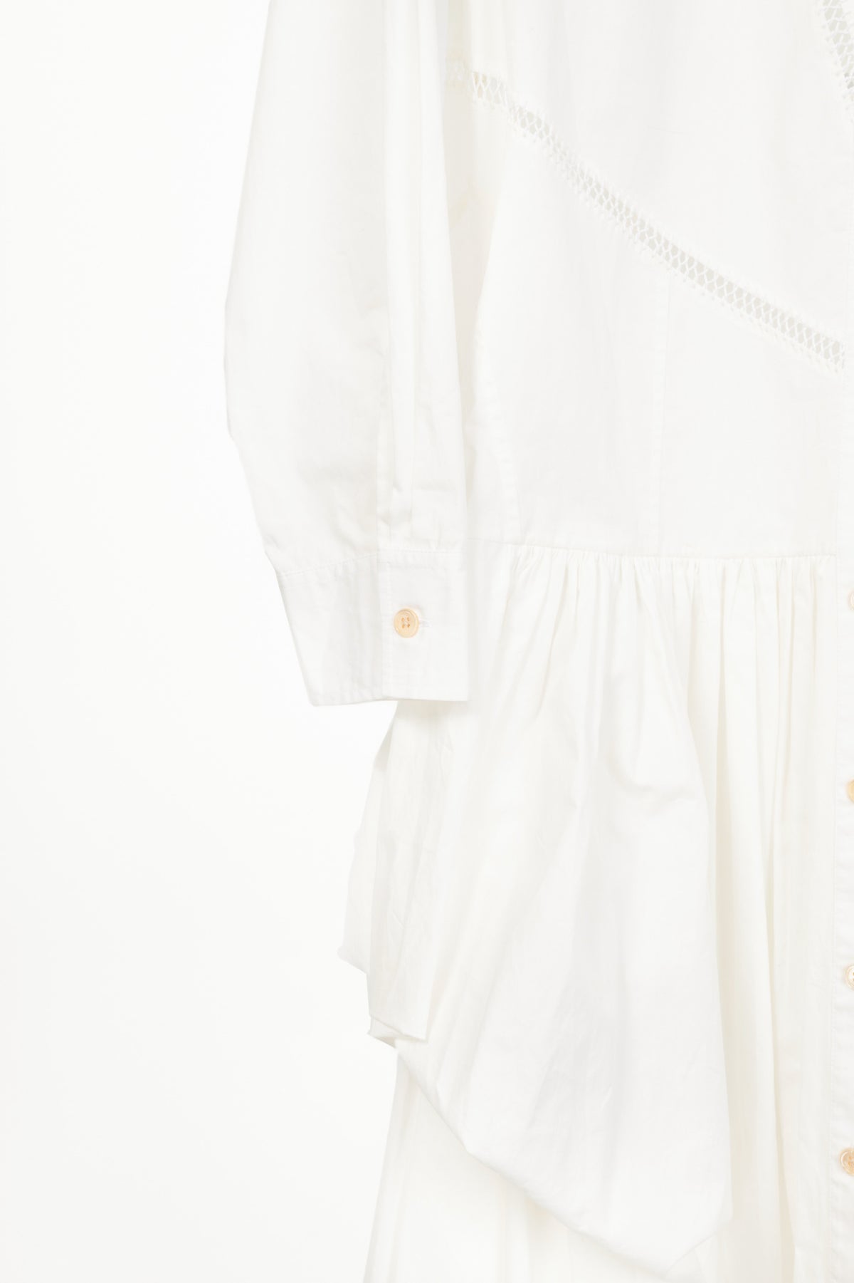 Diotima Ritual White Crochet-Trimmed Gathered Cotton-Poplin Midi Shirt Dress