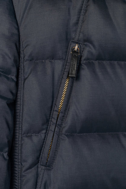 Burberry Abbeydale Navy Fur-Trim Hooded Quilted Puffer