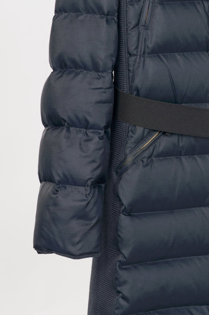 Burberry Abbeydale Navy Fur-Trim Hooded Quilted Puffer