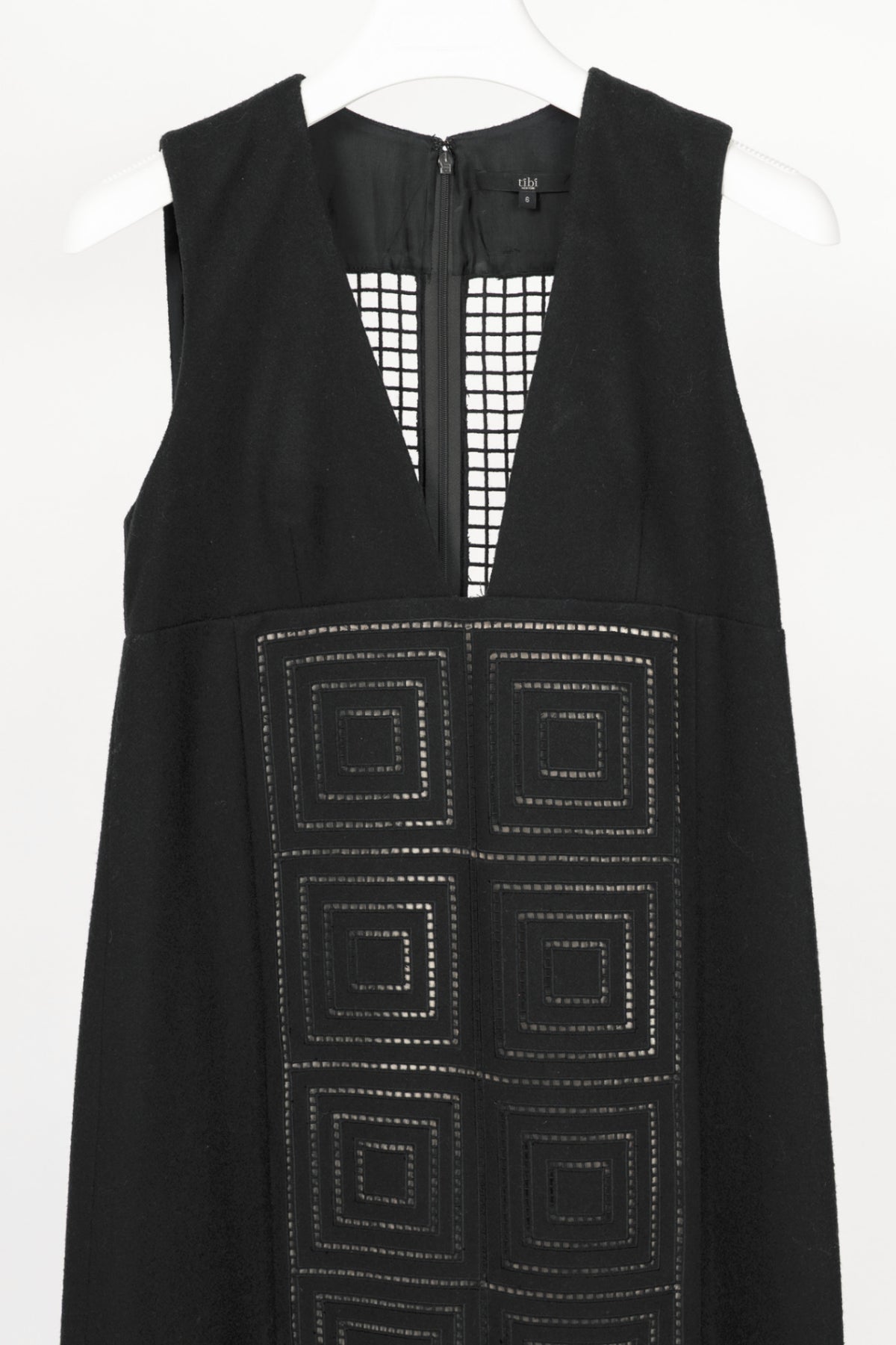 Tibi AW12 Runway Navy Wool-Blend Crochet Sleeveless Dress